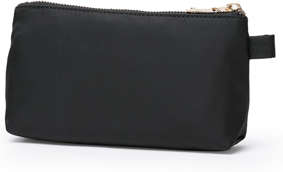 Mini Nylon Travel Toiletry Bag for Women, Water-Resistant Small Makeup Bag Organizer with 2 Dividers, Lightweight Cosmetic Pouch for Purse and Gym (Nylon/Black) - Colors A
