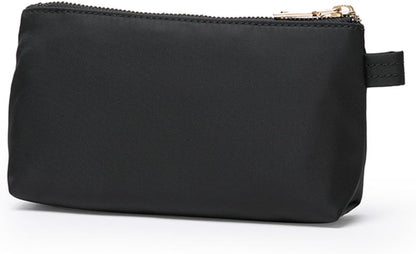 Mini Nylon Travel Toiletry Bag for Women, Water-Resistant Small Makeup Bag Organizer with 2 Dividers, Lightweight Cosmetic Pouch for Purse and Gym (Nylon/Black) - Colors A