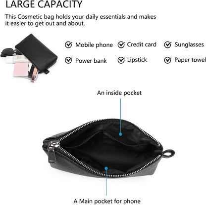 Mini Nylon Travel Toiletry Bag for Women, Water-Resistant Small Makeup Bag Organizer with 2 Dividers, Lightweight Cosmetic Pouch for Purse and Gym (Nylon/Black) - Colors A