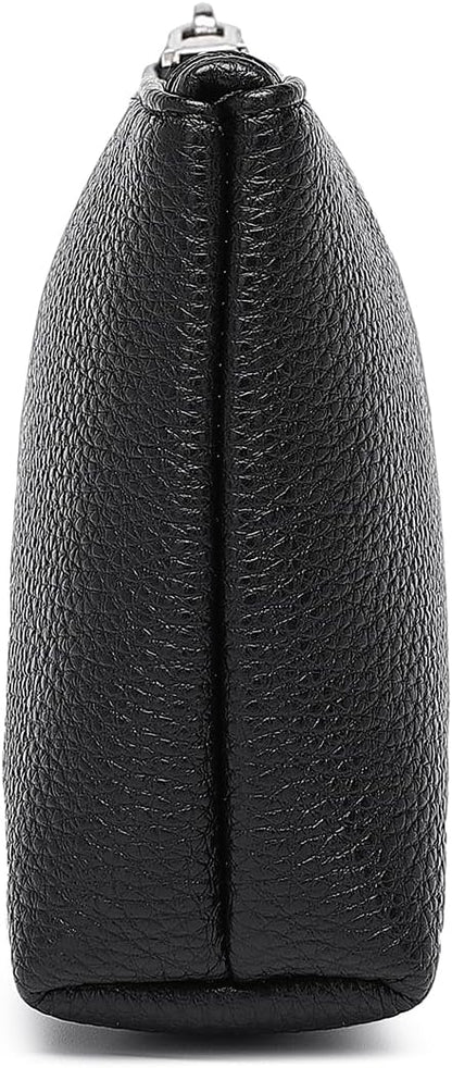 Mini Nylon Travel Toiletry Bag for Women, Water-Resistant Small Makeup Bag Organizer with 2 Dividers, Lightweight Cosmetic Pouch for Purse and Gym (Nylon/Black) - Colors A