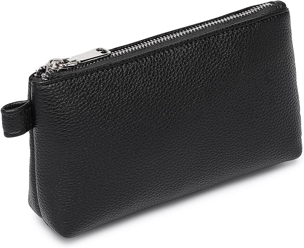 Mini Nylon Travel Toiletry Bag for Women, Water-Resistant Small Makeup Bag Organizer with 2 Dividers, Lightweight Cosmetic Pouch for Purse and Gym (Nylon/Black) - Colors A