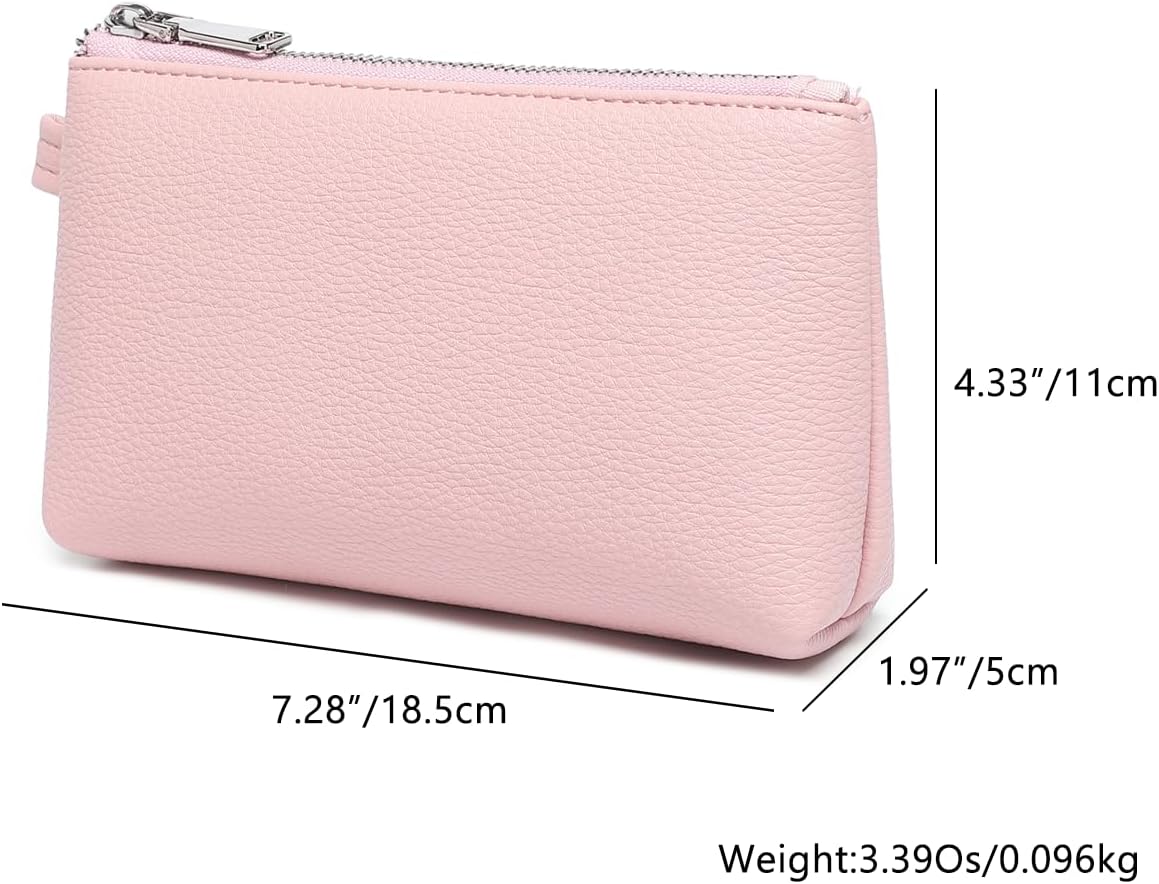 Mini Nylon Travel Toiletry Bag for Women, Water-Resistant Small Makeup Bag Organizer with 2 Dividers, Lightweight Cosmetic Pouch for Purse and Gym (Nylon/Black) - Colors A