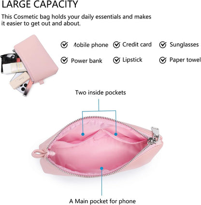 Mini Nylon Travel Toiletry Bag for Women, Water-Resistant Small Makeup Bag Organizer with 2 Dividers, Lightweight Cosmetic Pouch for Purse and Gym (Nylon/Black) - Colors A
