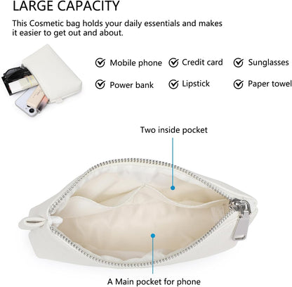 Mini Nylon Travel Toiletry Bag for Women, Water-Resistant Small Makeup Bag Organizer with 2 Dividers, Lightweight Cosmetic Pouch for Purse and Gym (Nylon/Black) - Colors A