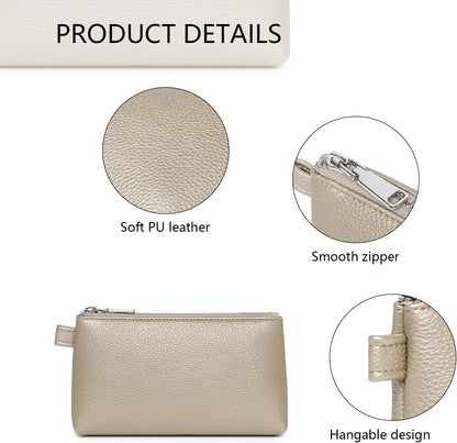 Mini Nylon Travel Toiletry Bag for Women, Water-Resistant Small Makeup Bag Organizer with 2 Dividers, Lightweight Cosmetic Pouch for Purse and Gym (Nylon/Black) - Colors A