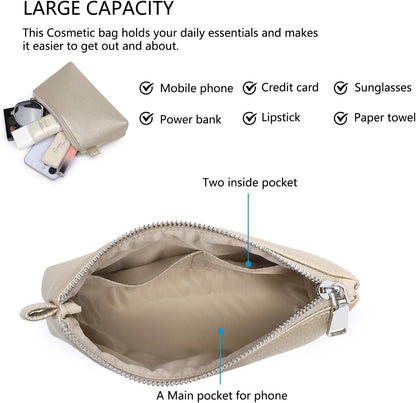 Mini Nylon Travel Toiletry Bag for Women, Water-Resistant Small Makeup Bag Organizer with 2 Dividers, Lightweight Cosmetic Pouch for Purse and Gym (Nylon/Black) - Colors A