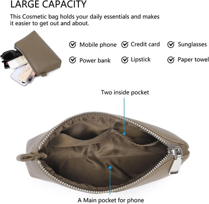 Mini Nylon Travel Toiletry Bag for Women, Water-Resistant Small Makeup Bag Organizer with 2 Dividers, Lightweight Cosmetic Pouch for Purse and Gym (Nylon/Black) - Colors A