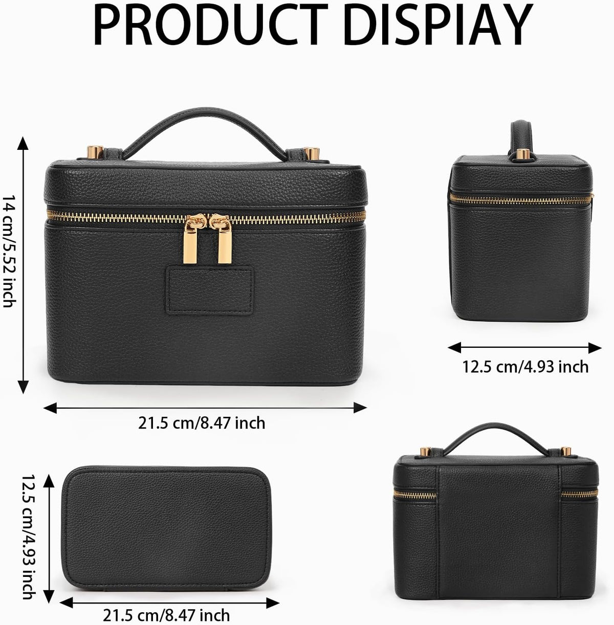 Makeup Bag Vanity Case with Removable Divider Travel Toiletry Bag Portable Cosmetic Bag Makeup Organizer Case (Light Brown)
