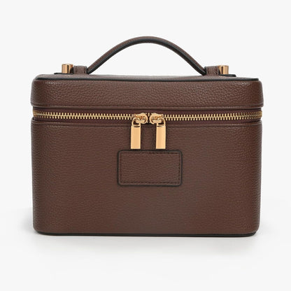 Makeup Bag Vanity Case with Removable Divider Travel Toiletry Bag Portable Cosmetic Bag Makeup Organizer Case (Light Brown)