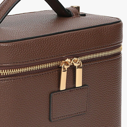 Makeup Bag Vanity Case with Removable Divider Travel Toiletry Bag Portable Cosmetic Bag Makeup Organizer Case (Light Brown)