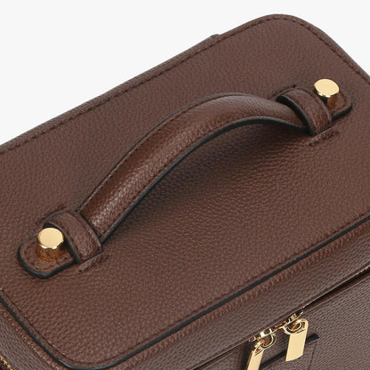 Makeup Bag Vanity Case with Removable Divider Travel Toiletry Bag Portable Cosmetic Bag Makeup Organizer Case (Light Brown)