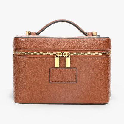 Makeup Bag Vanity Case with Removable Divider Travel Toiletry Bag Portable Cosmetic Bag Makeup Organizer Case (Light Brown)