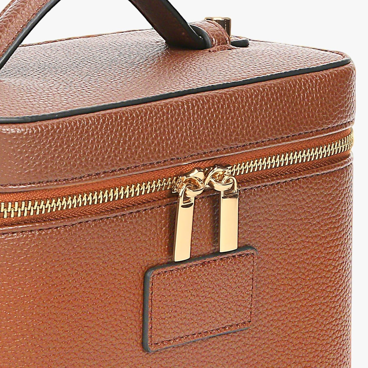 Makeup Bag Vanity Case with Removable Divider Travel Toiletry Bag Portable Cosmetic Bag Makeup Organizer Case (Light Brown)