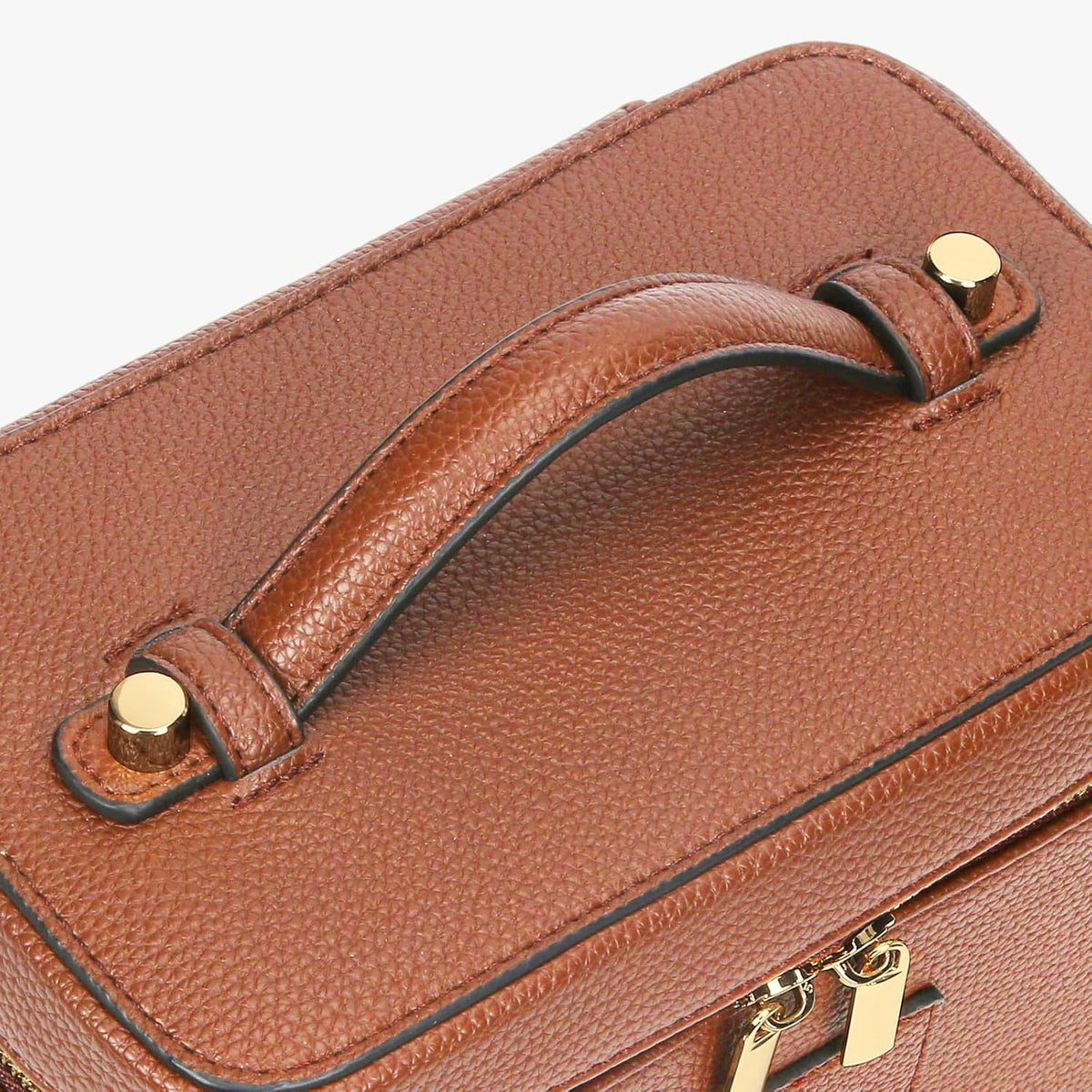 Makeup Bag Vanity Case with Removable Divider Travel Toiletry Bag Portable Cosmetic Bag Makeup Organizer Case (Light Brown)