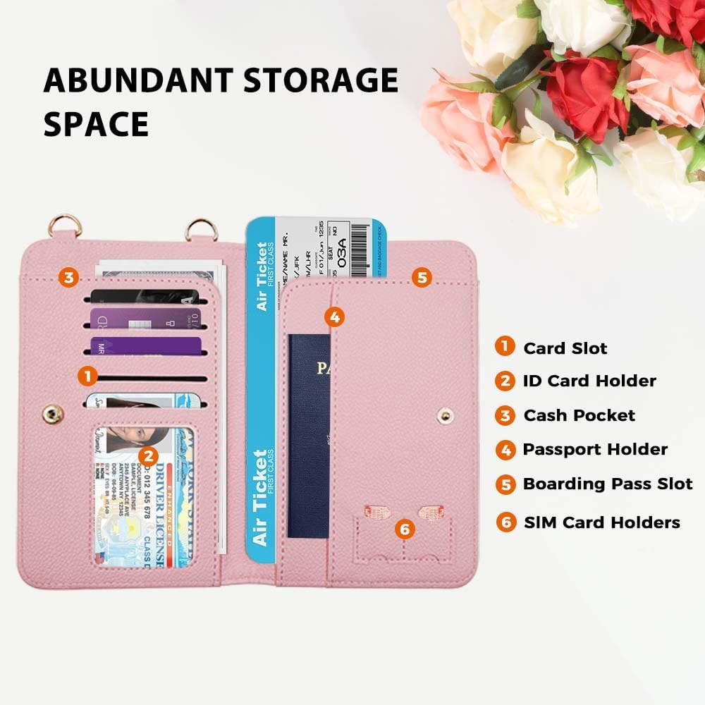 Passport Holder for Travel，Passport Holder & Neck Wallet with RFID Blocking,Hidden Neck Pouch for Travel- Holds Passports, Cards, Tickets, ID, Cash