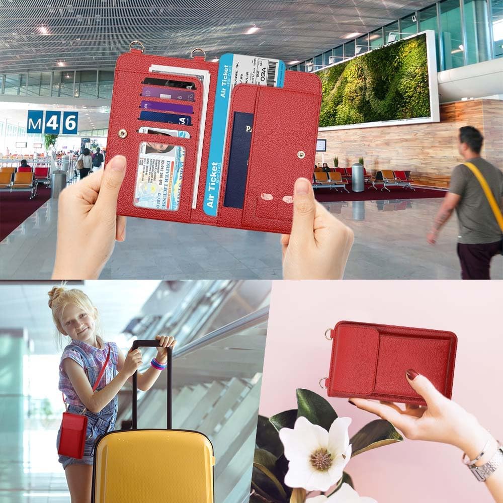 Passport Holder for Travel，Passport Holder & Neck Wallet with RFID Blocking,Hidden Neck Pouch for Travel- Holds Passports, Cards, Tickets, ID, Cash