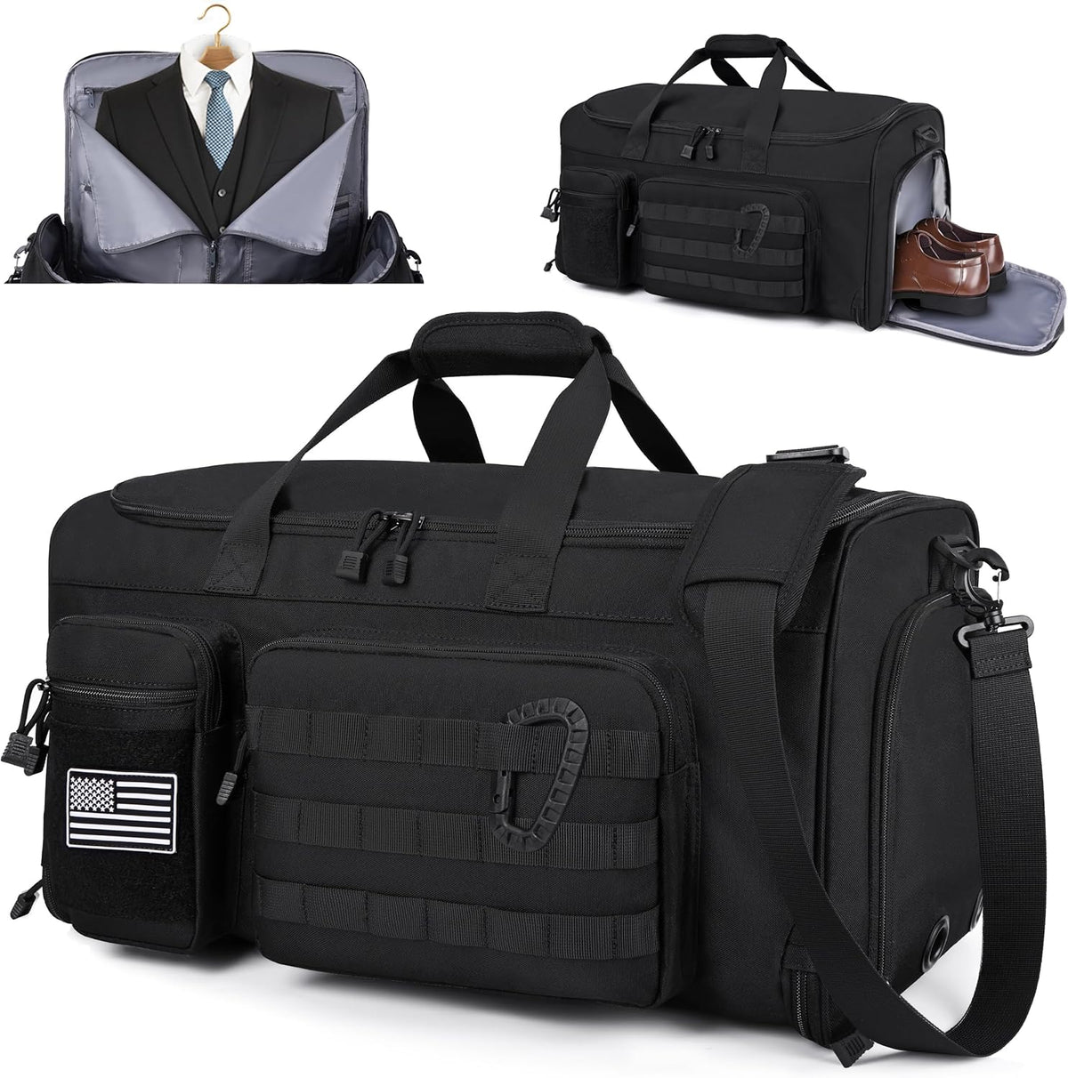Convertible Garment Duffle Bags for Travel, Carry On Suit Duffle Bags with Shoulder Strap 2 in 1 Hanging Garment Duffle Bag for Men