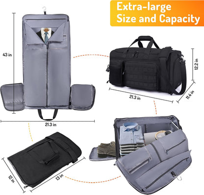 Convertible Garment Duffle Bags for Travel, Carry On Suit Duffle Bags with Shoulder Strap 2 in 1 Hanging Garment Duffle Bag for Men