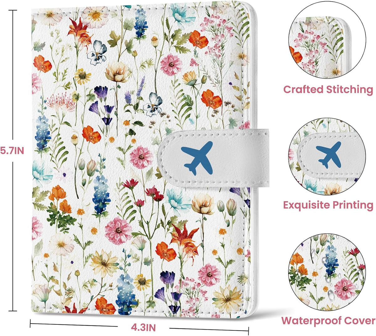 Passport Holder for Travel Essentials, RFID Blocking Leather Cover Wallet with Magnetic Closure, Aesthetic & Cute Passport Book Case for Women and Men - Sunrise (Upgraded with Money Pocket)