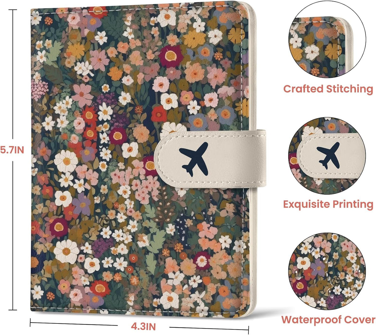 Passport Holder for Travel Essentials, RFID Blocking Leather Cover Wallet with Magnetic Closure, Aesthetic & Cute Passport Book Case for Women and Men - Sunrise (Upgraded with Money Pocket)
