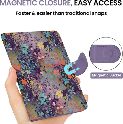 Passport Holder for Travel Essentials, RFID Blocking Leather Cover Wallet with Magnetic Closure, Aesthetic & Cute Passport Book Case for Women and Men - Sunrise (Upgraded with Money Pocket)