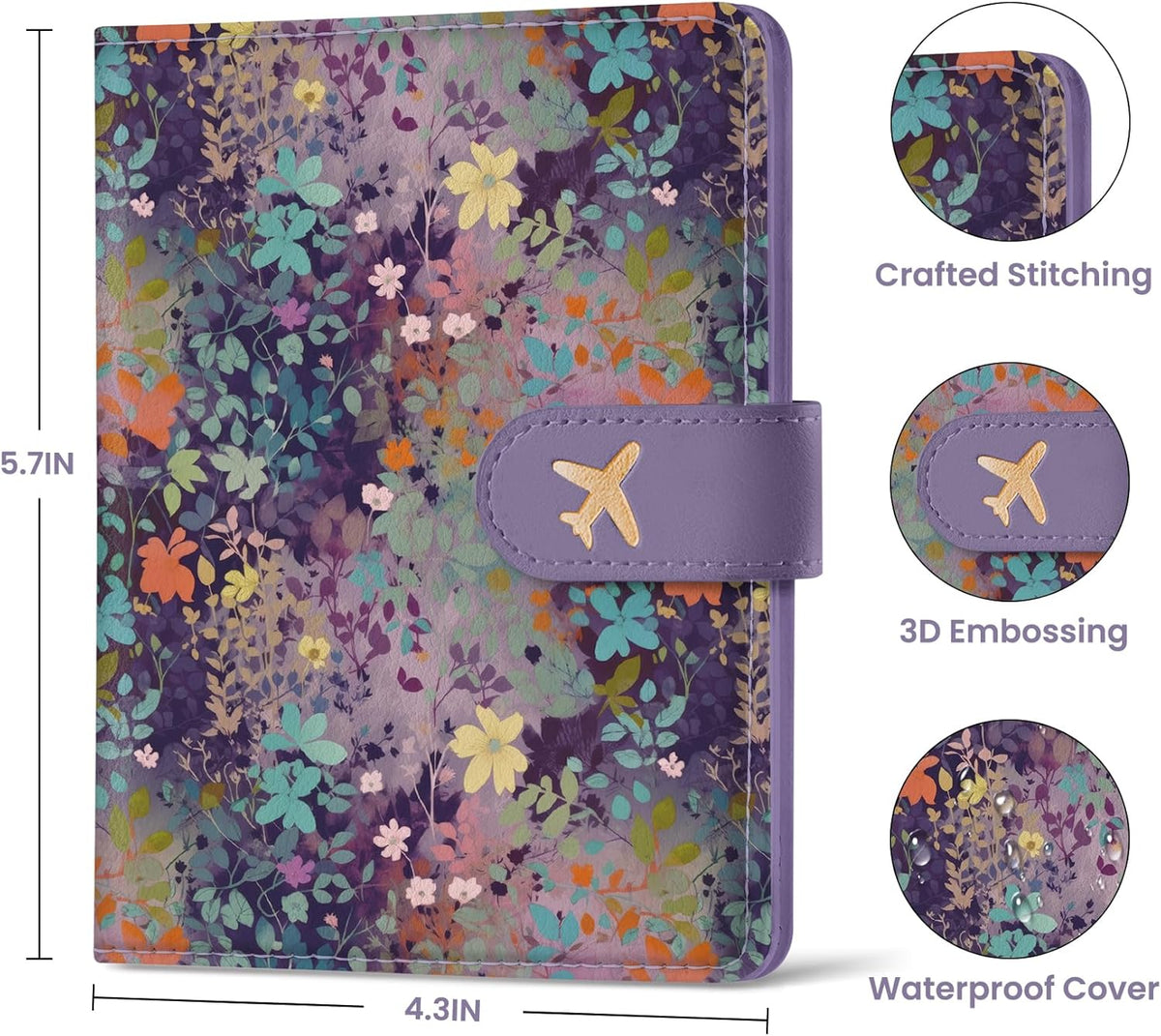 Passport Holder for Travel Essentials, RFID Blocking Leather Cover Wallet with Magnetic Closure, Aesthetic & Cute Passport Book Case for Women and Men - Sunrise (Upgraded with Money Pocket)