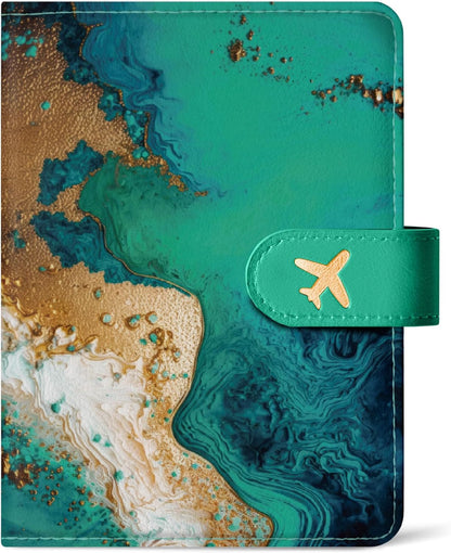 Passport Holder for Travel Essentials, RFID Blocking Leather Cover Wallet with Magnetic Closure, Aesthetic & Cute Passport Book Case for Women and Men - Sunrise (Upgraded with Money Pocket)