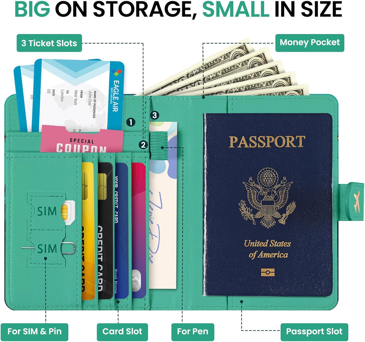 Passport Holder for Travel Essentials, RFID Blocking Leather Cover Wallet with Magnetic Closure, Aesthetic & Cute Passport Book Case for Women and Men - Sunrise (Upgraded with Money Pocket)