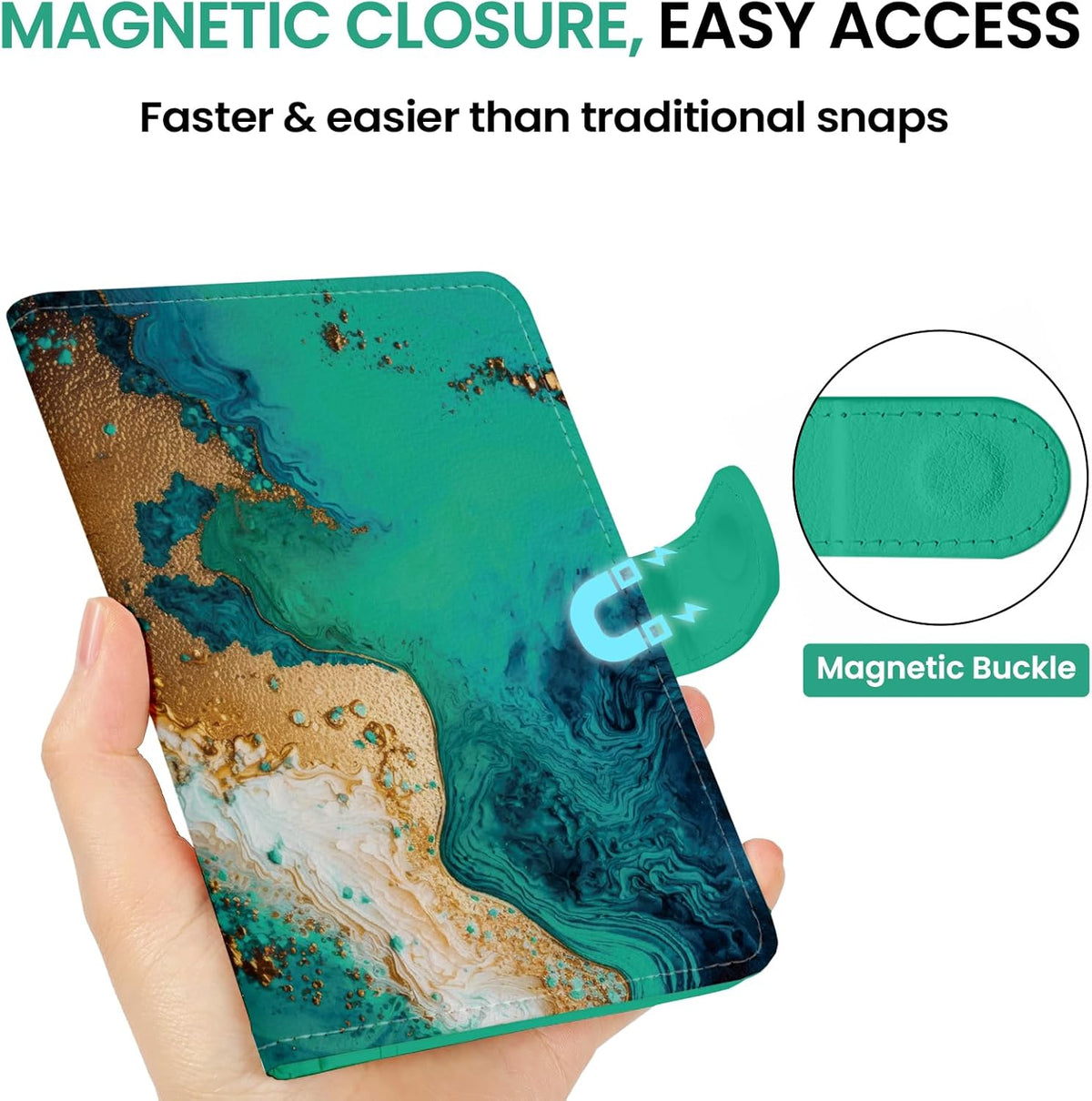 Passport Holder for Travel Essentials, RFID Blocking Leather Cover Wallet with Magnetic Closure, Aesthetic & Cute Passport Book Case for Women and Men - Sunrise (Upgraded with Money Pocket)