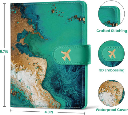 Passport Holder for Travel Essentials, RFID Blocking Leather Cover Wallet with Magnetic Closure, Aesthetic & Cute Passport Book Case for Women and Men - Sunrise (Upgraded with Money Pocket)