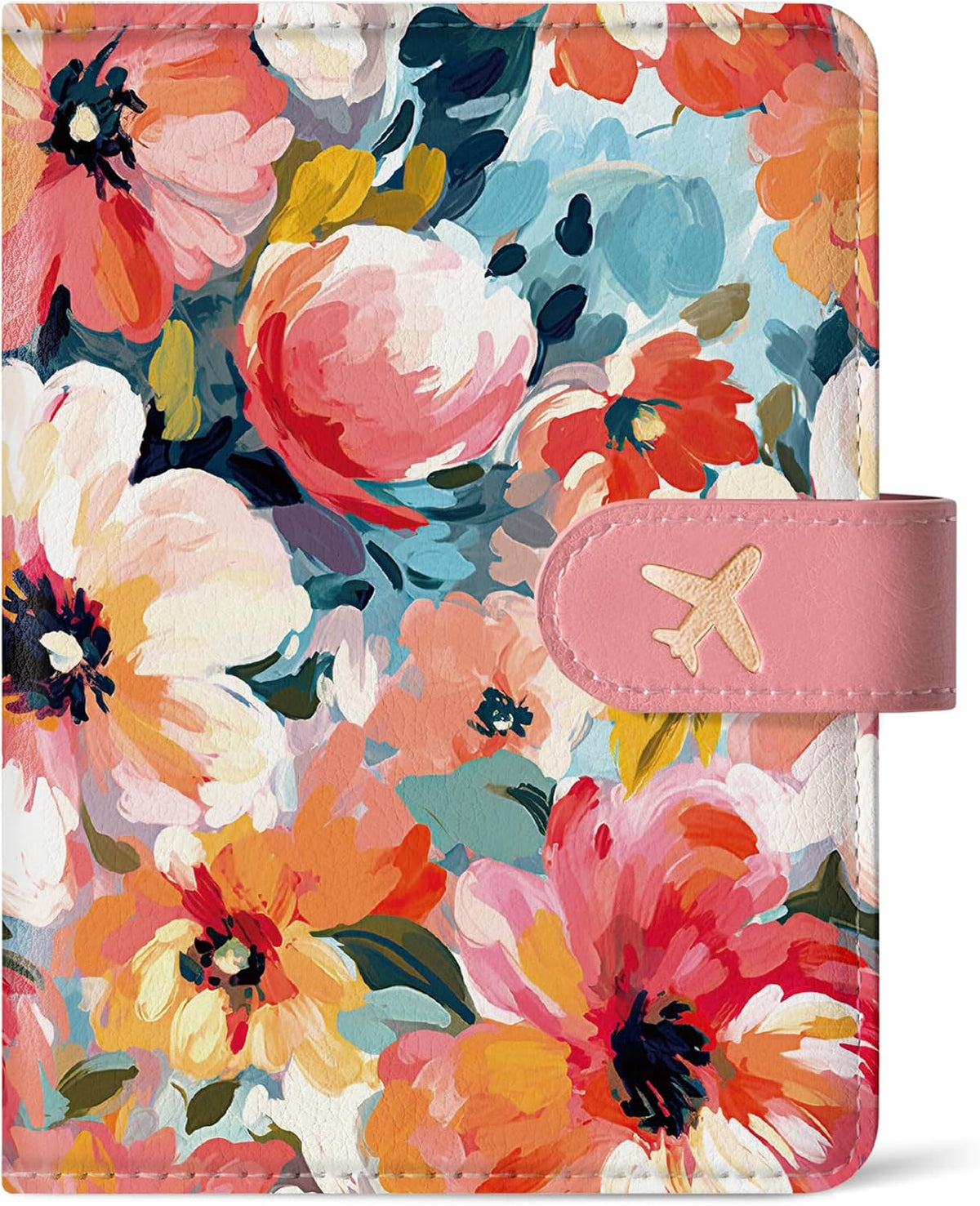 Passport Holder for Travel Essentials, RFID Blocking Leather Cover Wallet with Magnetic Closure, Aesthetic & Cute Passport Book Case for Women and Men - Sunrise (Upgraded with Money Pocket)