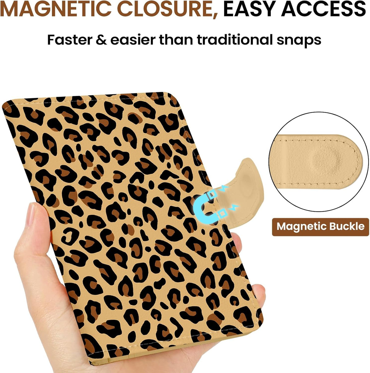 Passport Holder for Travel Essentials, RFID Blocking Leather Cover Wallet with Magnetic Closure, Aesthetic & Cute Passport Book Case for Women and Men - Sunrise (Upgraded with Money Pocket)