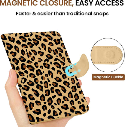 Passport Holder for Travel Essentials, RFID Blocking Leather Cover Wallet with Magnetic Closure, Aesthetic & Cute Passport Book Case for Women and Men - Sunrise (Upgraded with Money Pocket)