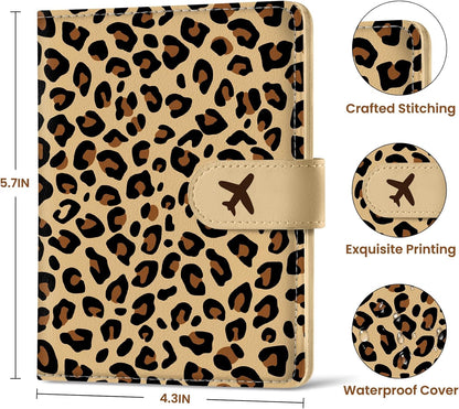 Passport Holder for Travel Essentials, RFID Blocking Leather Cover Wallet with Magnetic Closure, Aesthetic & Cute Passport Book Case for Women and Men - Sunrise (Upgraded with Money Pocket)
