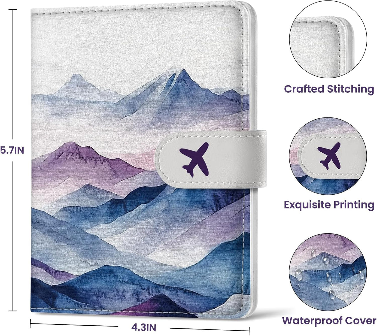 Passport Holder for Travel Essentials, RFID Blocking Leather Cover Wallet with Magnetic Closure, Aesthetic & Cute Passport Book Case for Women and Men - Sunrise (Upgraded with Money Pocket)