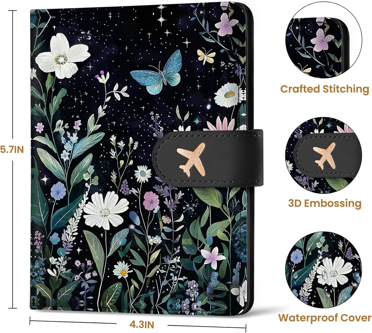 Passport Holder for Travel Essentials, RFID Blocking Leather Cover Wallet with Magnetic Closure, Aesthetic & Cute Passport Book Case for Women and Men - Sunrise (Upgraded with Money Pocket)