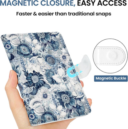 Passport Holder for Travel Essentials, RFID Blocking Leather Cover Wallet with Magnetic Closure, Aesthetic & Cute Passport Book Case for Women and Men - Sunrise (Upgraded with Money Pocket)