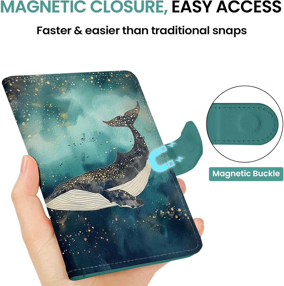 Passport Holder for Travel Essentials, RFID Blocking Leather Cover Wallet with Magnetic Closure, Aesthetic & Cute Passport Book Case for Women and Men - Sunrise (Upgraded with Money Pocket)