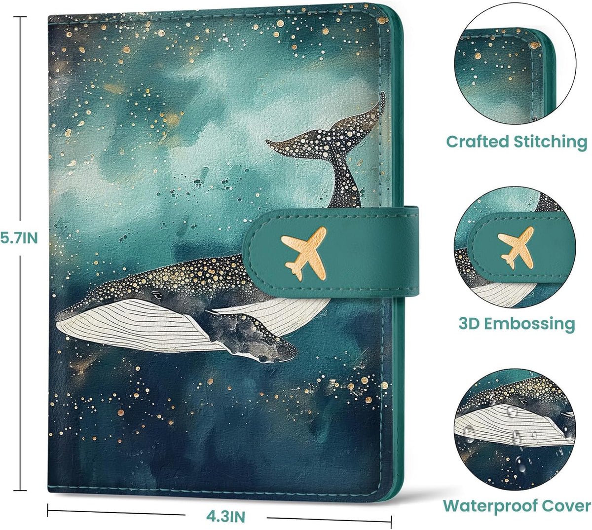 Passport Holder for Travel Essentials, RFID Blocking Leather Cover Wallet with Magnetic Closure, Aesthetic & Cute Passport Book Case for Women and Men - Sunrise (Upgraded with Money Pocket)