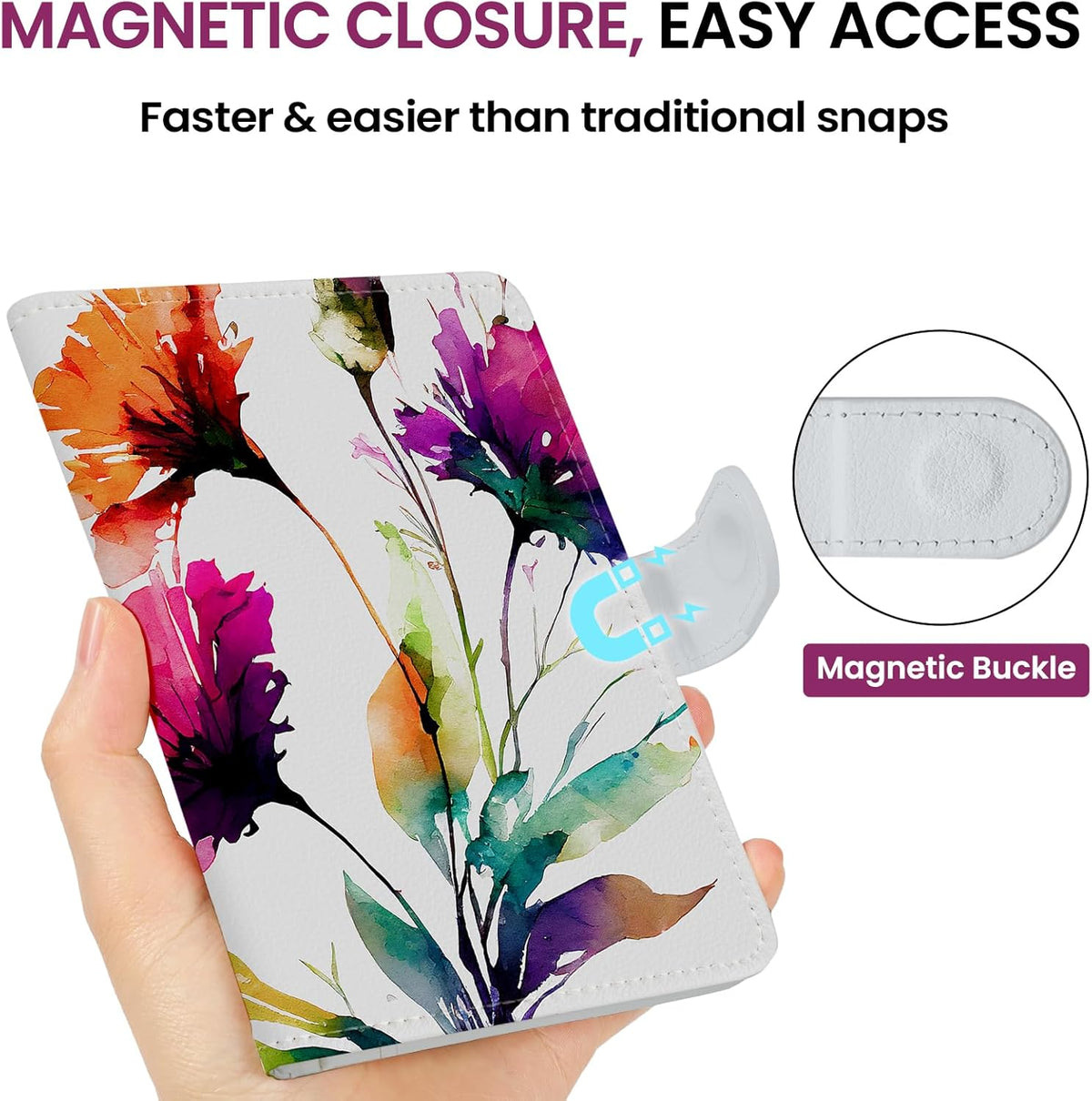 Passport Holder for Travel Essentials, RFID Blocking Leather Cover Wallet with Magnetic Closure, Aesthetic & Cute Passport Book Case for Women and Men - Sunrise (Upgraded with Money Pocket)