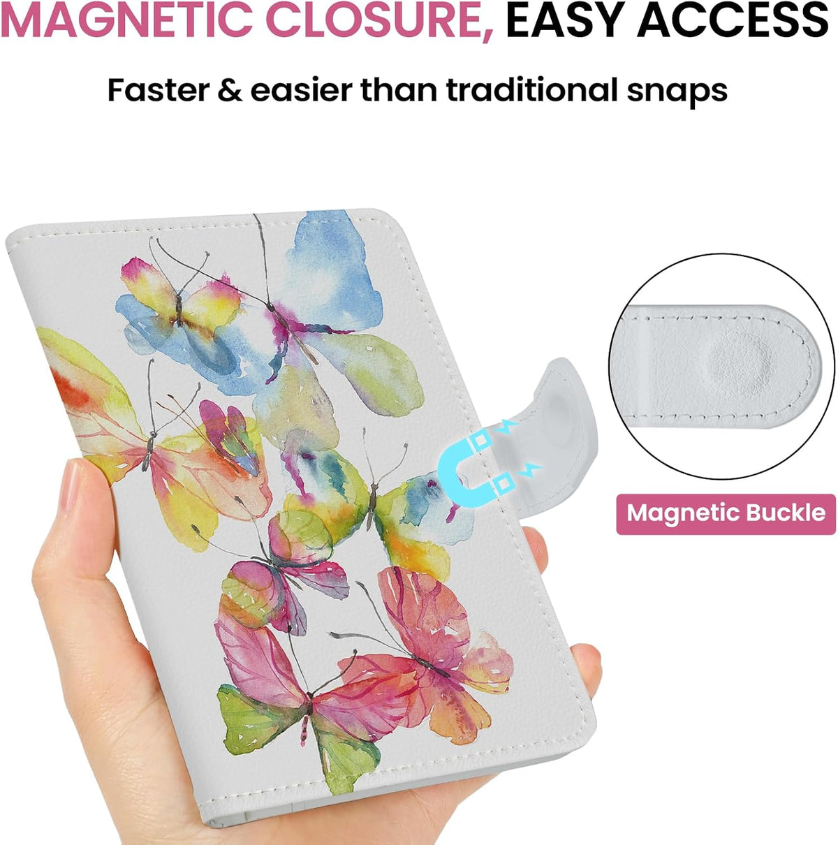 Passport Holder for Travel Essentials, RFID Blocking Leather Cover Wallet with Magnetic Closure, Aesthetic & Cute Passport Book Case for Women and Men - Sunrise (Upgraded with Money Pocket)
