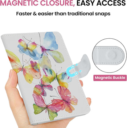 Passport Holder for Travel Essentials, RFID Blocking Leather Cover Wallet with Magnetic Closure, Aesthetic & Cute Passport Book Case for Women and Men - Sunrise (Upgraded with Money Pocket)