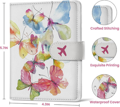 Passport Holder for Travel Essentials, RFID Blocking Leather Cover Wallet with Magnetic Closure, Aesthetic & Cute Passport Book Case for Women and Men - Sunrise (Upgraded with Money Pocket)