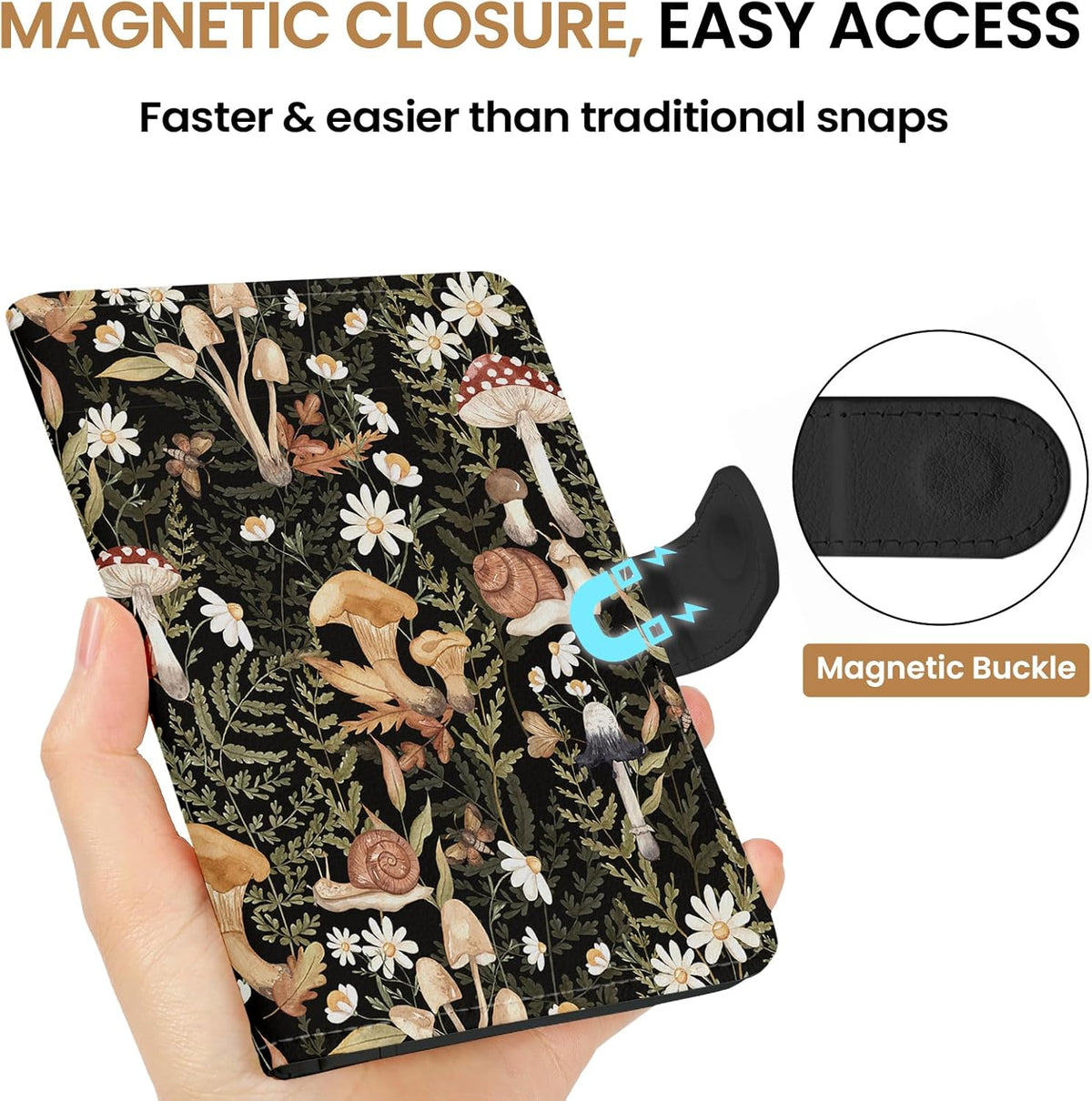 Passport Holder for Travel Essentials, RFID Blocking Leather Cover Wallet with Magnetic Closure, Aesthetic & Cute Passport Book Case for Women and Men - Sunrise (Upgraded with Money Pocket)