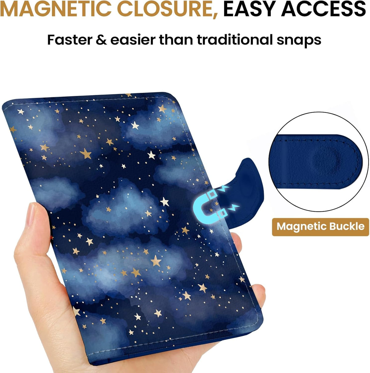 Passport Holder for Travel Essentials, RFID Blocking Leather Cover Wallet with Magnetic Closure, Aesthetic & Cute Passport Book Case for Women and Men - Sunrise (Upgraded with Money Pocket)