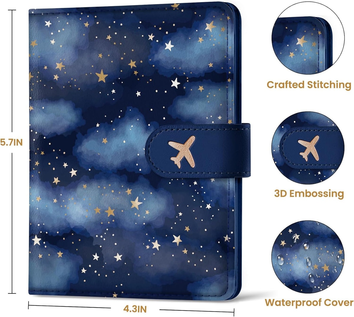 Passport Holder for Travel Essentials, RFID Blocking Leather Cover Wallet with Magnetic Closure, Aesthetic & Cute Passport Book Case for Women and Men - Sunrise (Upgraded with Money Pocket)