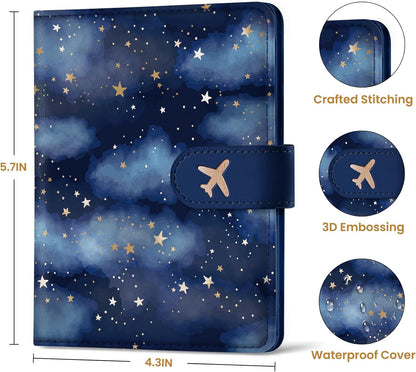 Passport Holder for Travel Essentials, RFID Blocking Leather Cover Wallet with Magnetic Closure, Aesthetic & Cute Passport Book Case for Women and Men - Sunrise (Upgraded with Money Pocket)