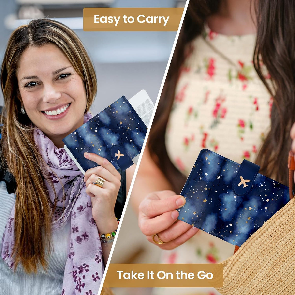 Passport Holder for Travel Essentials, RFID Blocking Leather Cover Wallet with Magnetic Closure, Aesthetic & Cute Passport Book Case for Women and Men - Sunrise (Upgraded with Money Pocket)