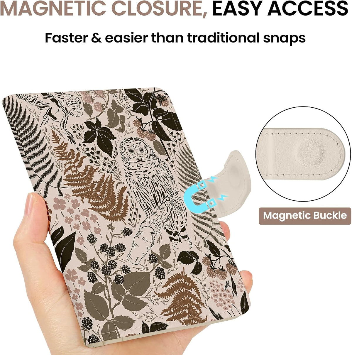 Passport Holder for Travel Essentials, RFID Blocking Leather Cover Wallet with Magnetic Closure, Aesthetic & Cute Passport Book Case for Women and Men - Sunrise (Upgraded with Money Pocket)