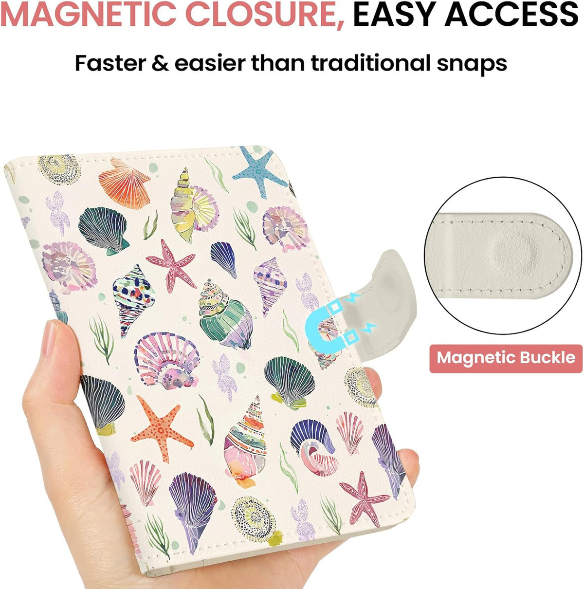 Passport Holder for Travel Essentials, RFID Blocking Leather Cover Wallet with Magnetic Closure, Aesthetic & Cute Passport Book Case for Women and Men - Sunrise (Upgraded with Money Pocket)